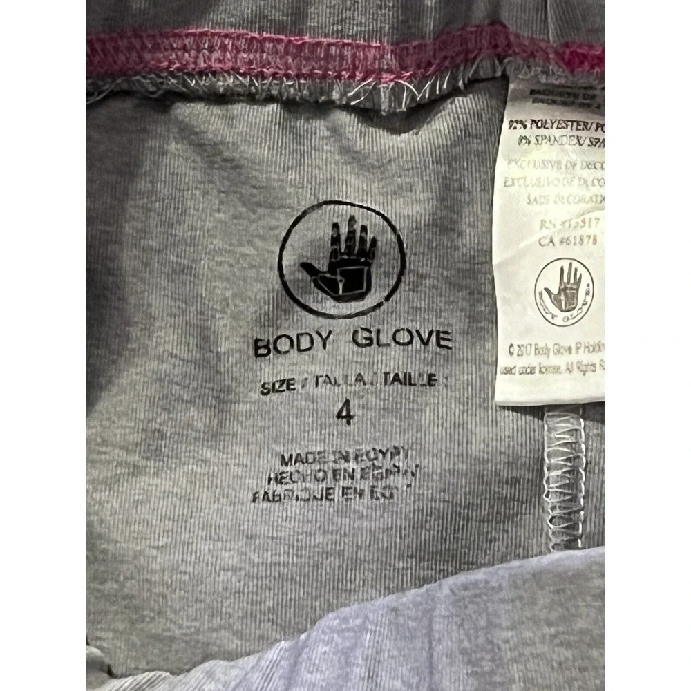 Body Glove Girls Athletic Leggings Pants Size 4 Light Gray w/ Pink‎